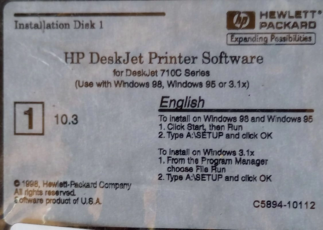 Vendora HP DISK FOR DESKJET 710C 1 Vendora HP DISK FOR DESKJET 710C