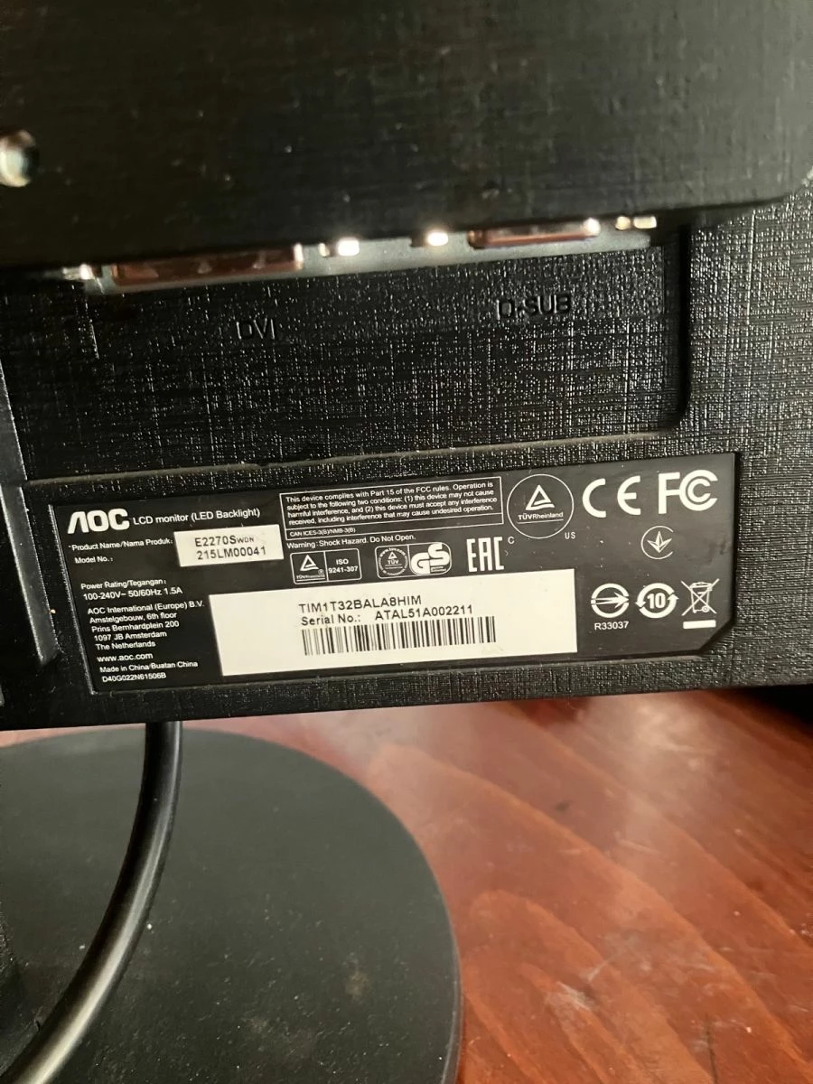 Vendora AOC E2270SWN Monitor 21.5" FHD 1920x1080 TN 60Hz 3 Vendora AOC E2270SWN Monitor 21.5" FHD 1920x1080 TN 60Hz - Image 3