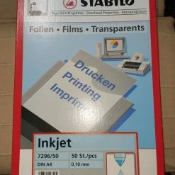 Vendora ΚΑΙΝΟΎΡΙΟ Διαφανές χαρτί εκτύπωσης Α4 για προτζέκτορα , Inkjet Transparents STABILO
