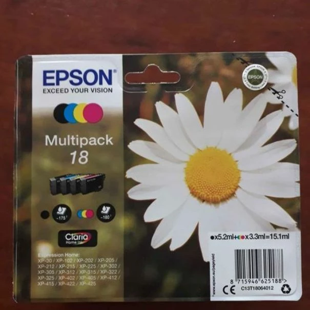 Vendora Μελάνι εκτυπωτή Epson. Πακέτο 4 μελανιών. Μαύρο/Κίτρινο/Κυανό/Ματζέντα. Σφραγισμένο. 1 Vendora Μελάνι εκτυπωτή Epson. Πακέτο 4 μελανιών. Μαύρο/Κίτρινο/Κυανό/Ματζέντα. Σφραγισμένο.